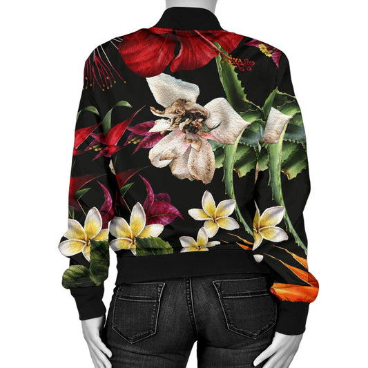 Summer Floral Pattern Print Design SF03 Women Bomber Jacket