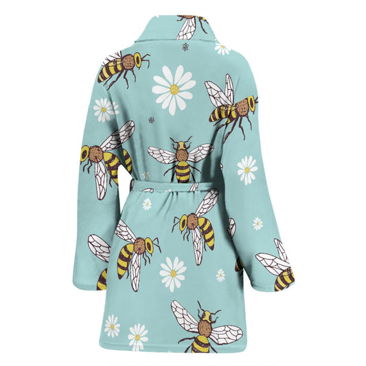 Bee Pattern Print Design BEE010 Women Bathrobe