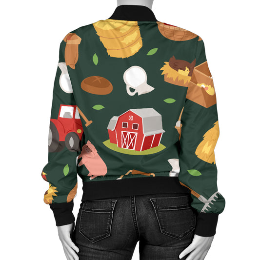 Agricultural Farm Print Design 02 Women's Bomber Jacket