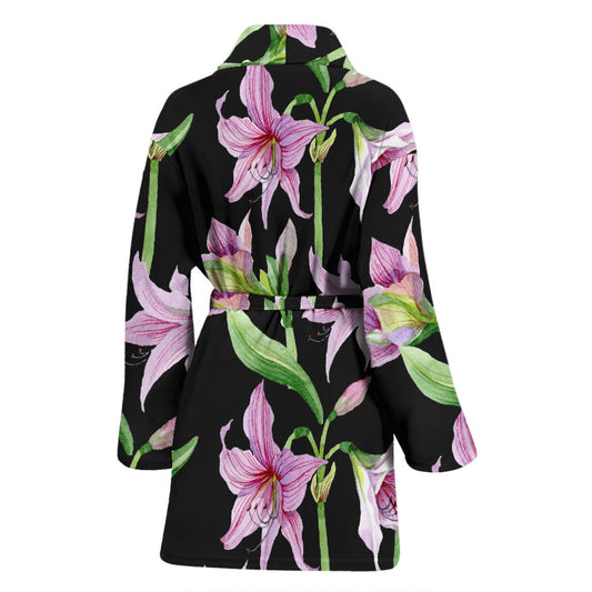 Amaryllis Pattern Print Design AL08 Women Bathrobe