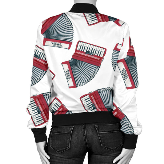 Accordion Pattern Print Design 03 Women's Bomber Jacket