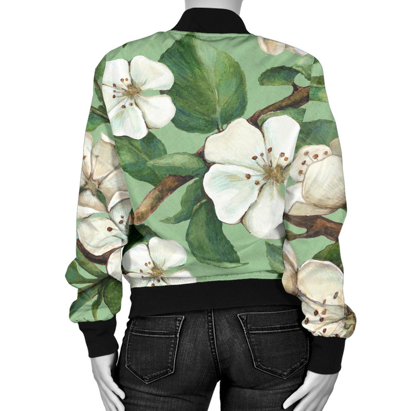 Apple blossom Pattern Print Design AB02 Women Bomber Jacket