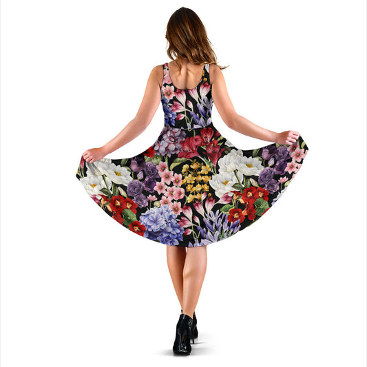 Summer Floral Pattern Print Design SF04 Midi Dress