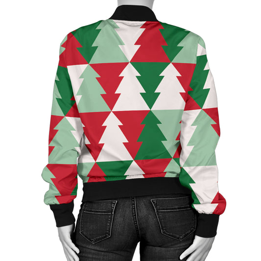 Christmas Tree Pattern Print Design 01 Women's Bomber Jacket