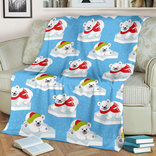 Polar Bear Pattern Print Design PB06 Fleece Blanket