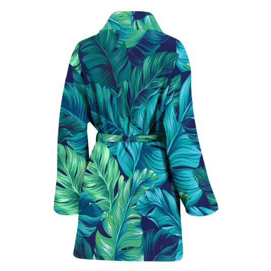 Banana Leaf Pattern Print Design BL05 Women Bathrobe