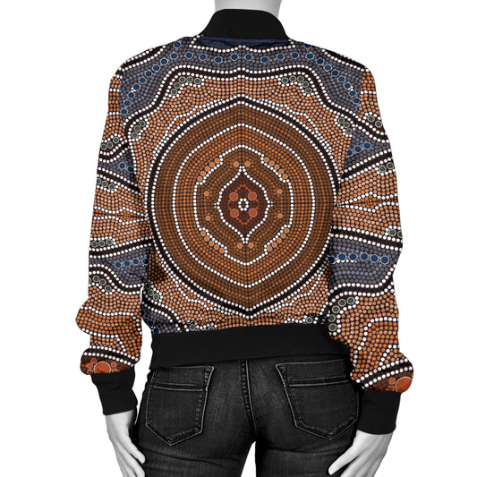 Aboriginal Pattern Print Design 01 Women's Bomber Jacket
