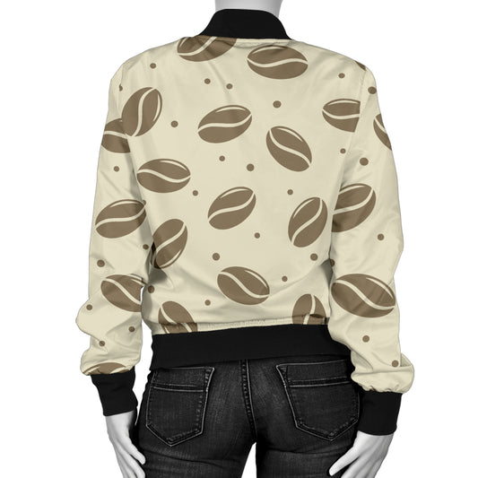 Coffee Pattern Print Design 02 Women's Bomber Jacket