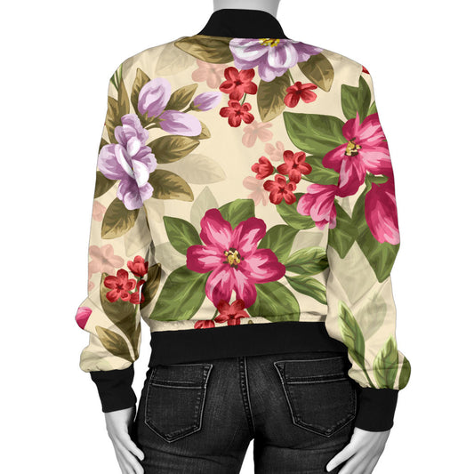 Summer Floral Pattern Print Design SF08 Women Bomber Jacket