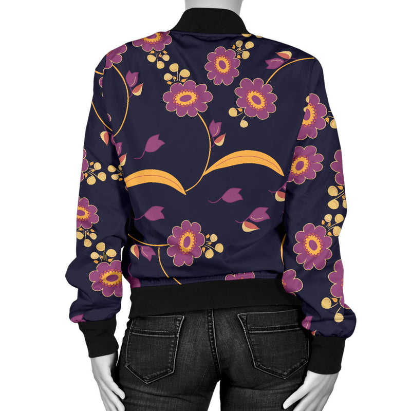 Anemone Pattern Print Design AM012 Women Bomber Jacket