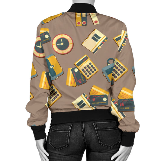 Accounting Financial Pattern Print Design 03 Women's Bomber Jacket