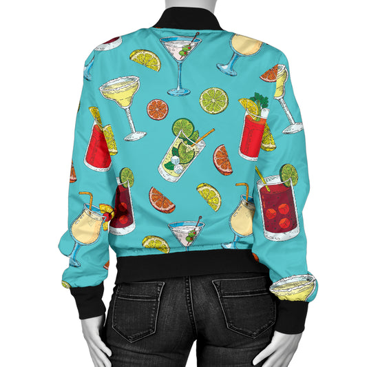 Cocktail Pattern Print Design 05 Women's Bomber Jacket