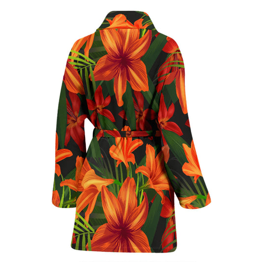 Amaryllis Pattern Print Design AL05 Women Bathrobe