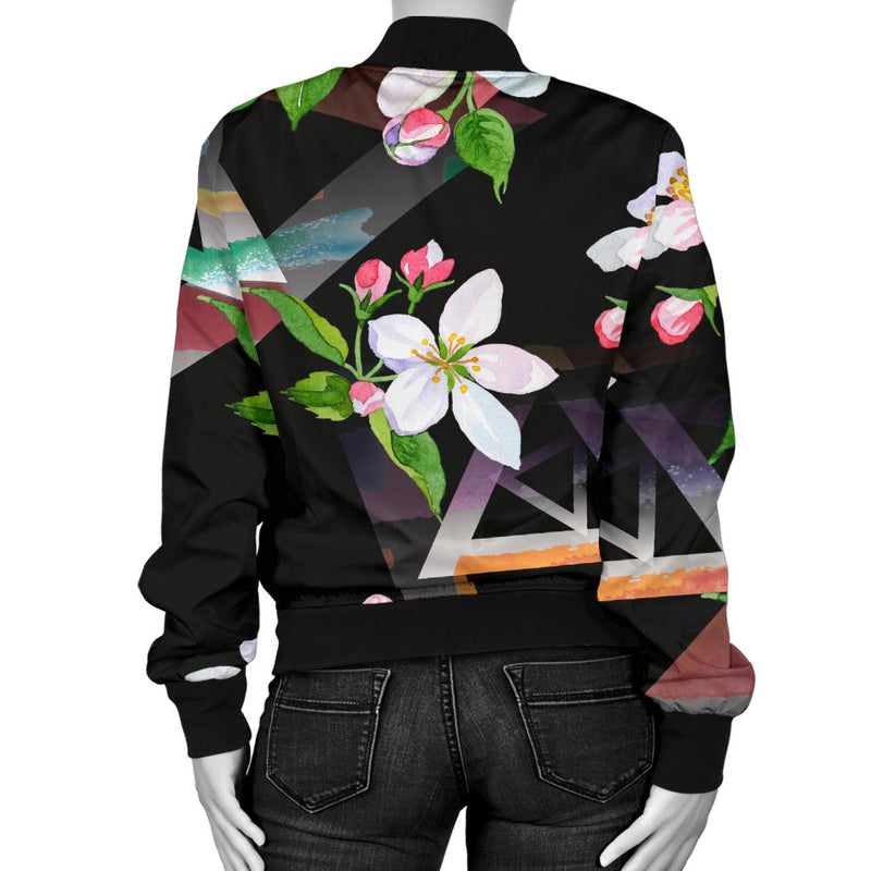 Apple blossom Pattern Print Design AB07 Women Bomber Jacket