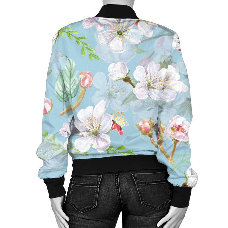 Apple blossom Pattern Print Design AB06 Women Bomber Jacket