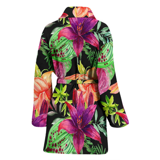 Amaryllis Pattern Print Design AL09 Women Bathrobe