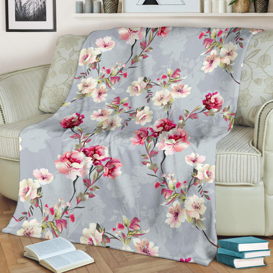 Summer Floral Pattern Print Design SF02 Fleece Blanket