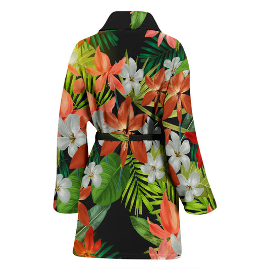 Amaryllis Pattern Print Design AL07 Women Bathrobe