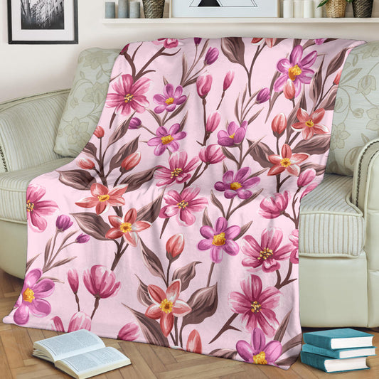 Summer Floral Pattern Print Design SF09 Fleece Blanket