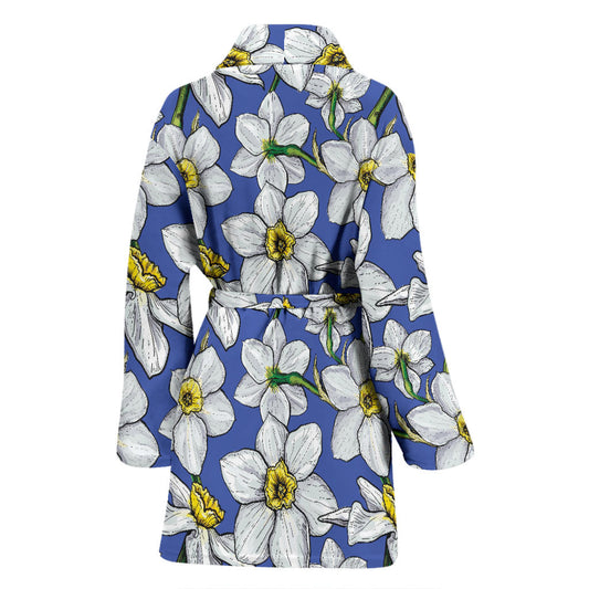 Daffodils Pattern Print Design DF08 Women Bathrobe