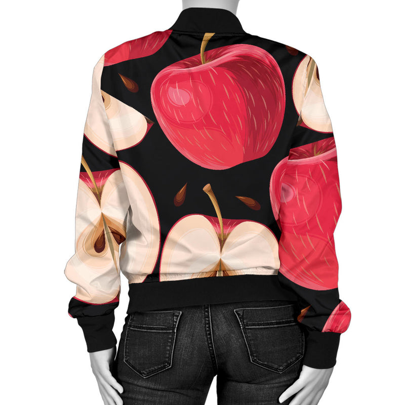 Apple Pattern Print Design AP02 Women Bomber Jacket