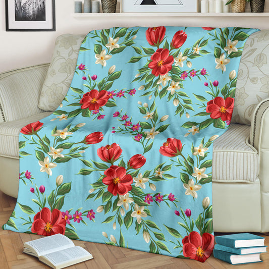 Summer Floral Pattern Print Design SF011 Fleece Blanket