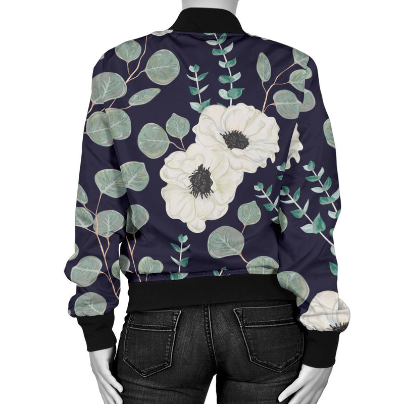 Anemone Pattern Print Design AM01 Women Bomber Jacket