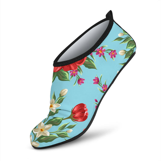 Summer Floral Pattern Print Design SF011 Aqua Water Shoes