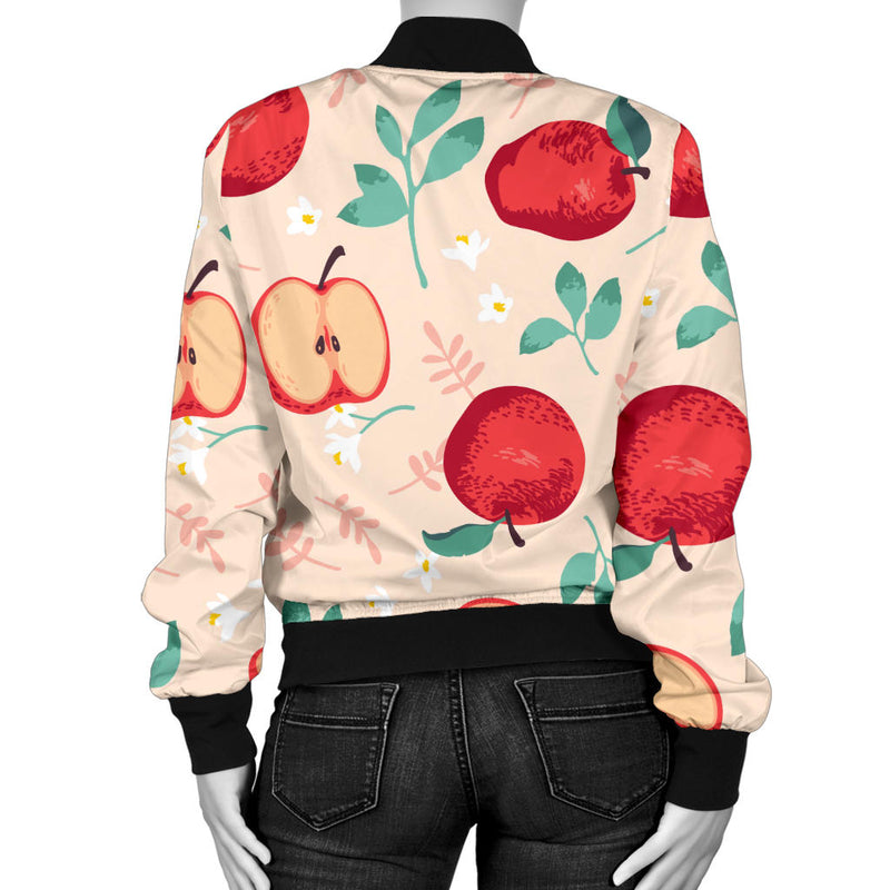 Apple Pattern Print Design AP06 Women Bomber Jacket
