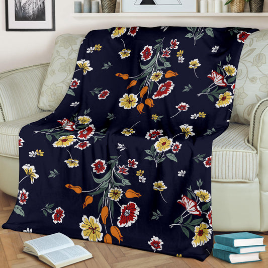 Summer Floral Pattern Print Design SF01 Fleece Blanket