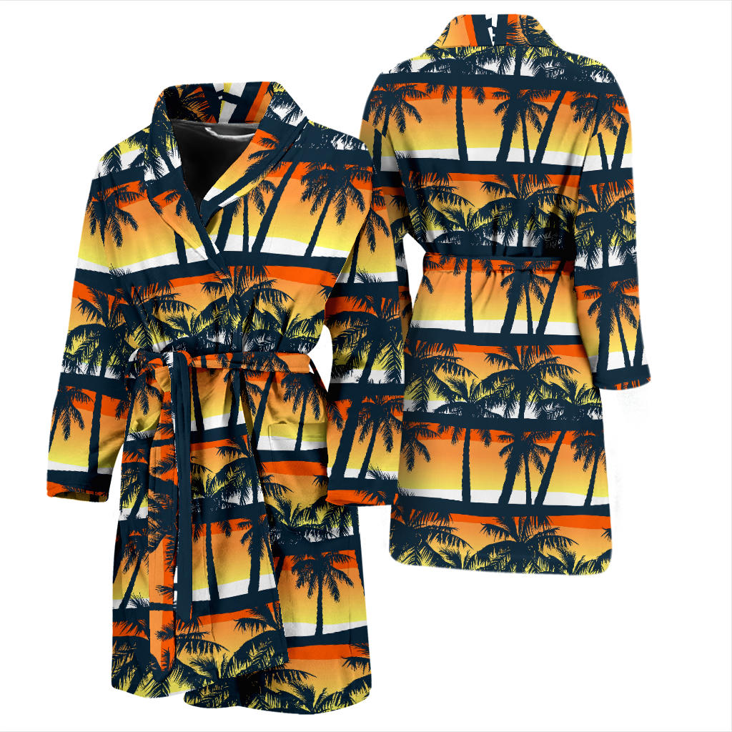 Palm Tree Pattern Print Design PT011 Men Bathrobe