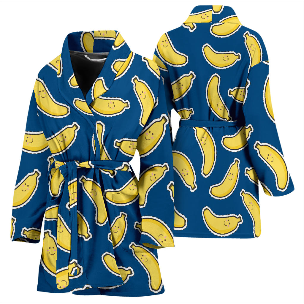 Banana Pattern Print Design BA03 Women Bathrobe