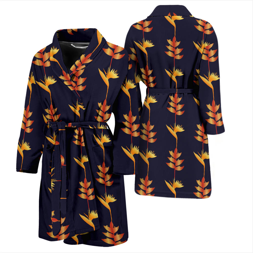 Heliconia Pattern Print Design HL06 Men Bathrobe