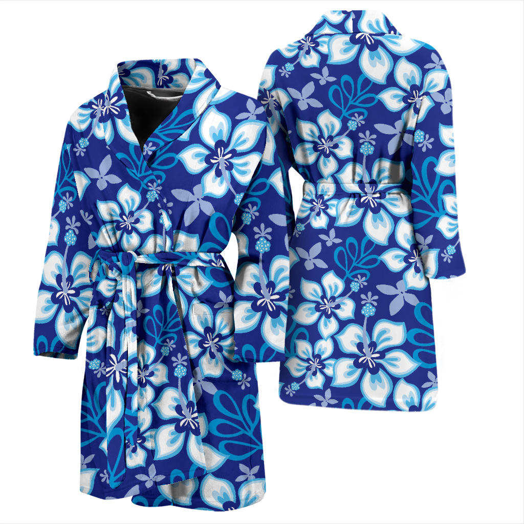 Hibiscus Pattern Print Design HB04 Men Bathrobe