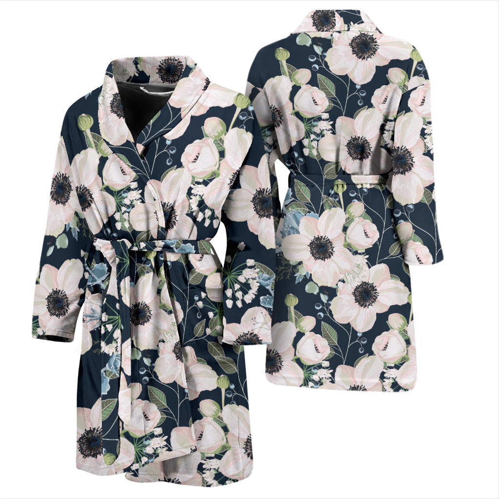 Anemone Pattern Print Design AM02 Men Bathrobe