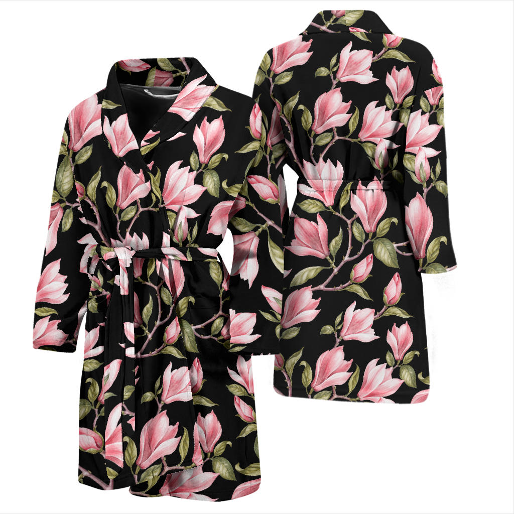 Magnolia Pattern Print Design MAG03 Men Bathrobe