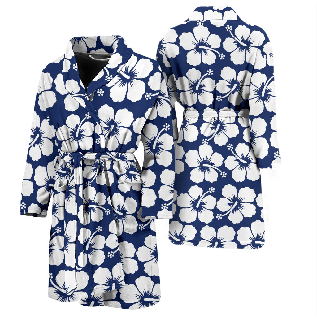 Hibiscus Pattern Print Design HB013 Men Bathrobe