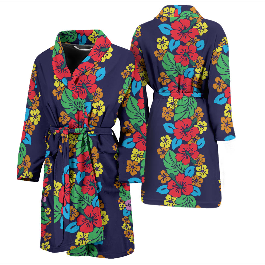 Hawaiian Themed Pattern Print Design H03 Men Bathrobe