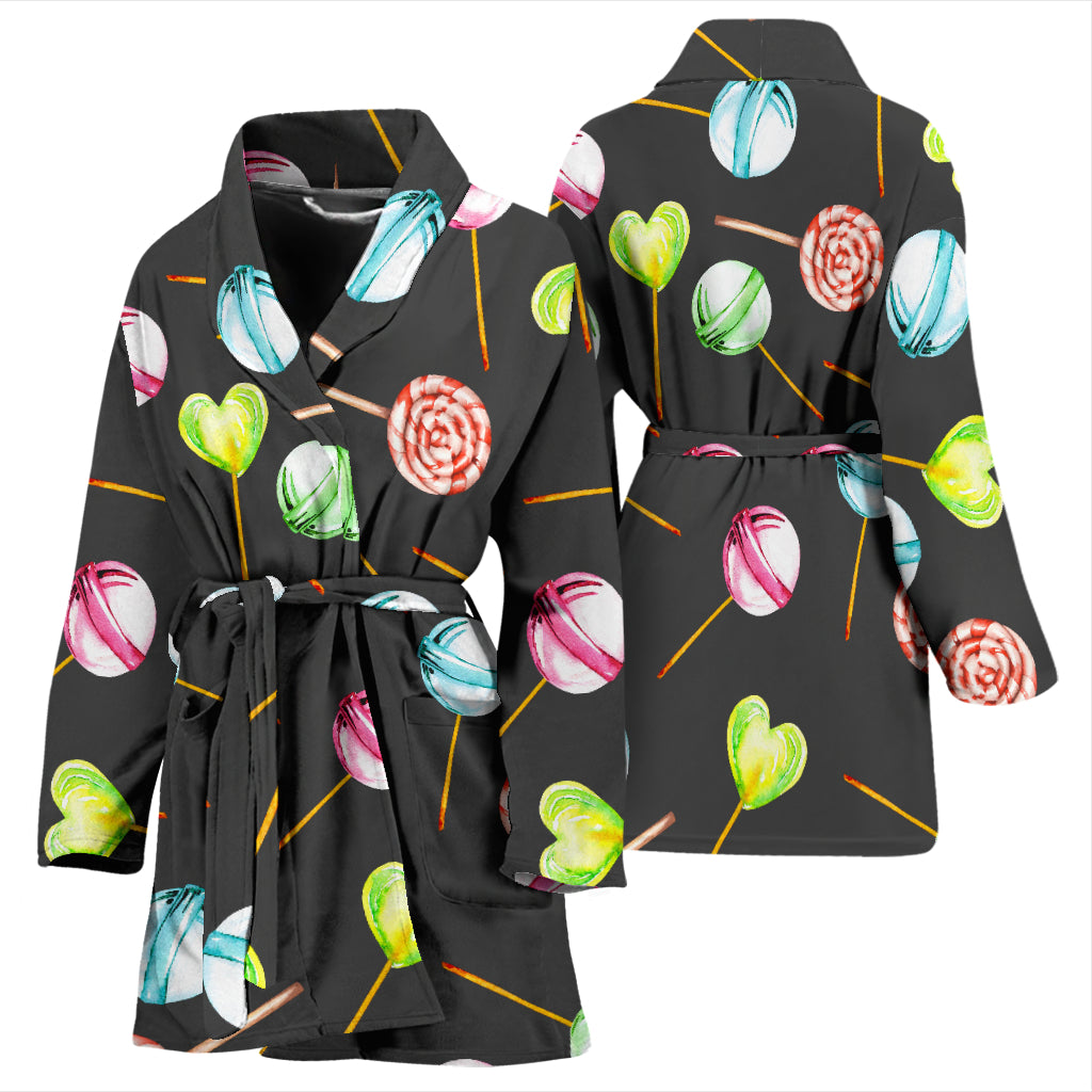 Lollipop Pattern Print Design LL02 Women Bathrobe