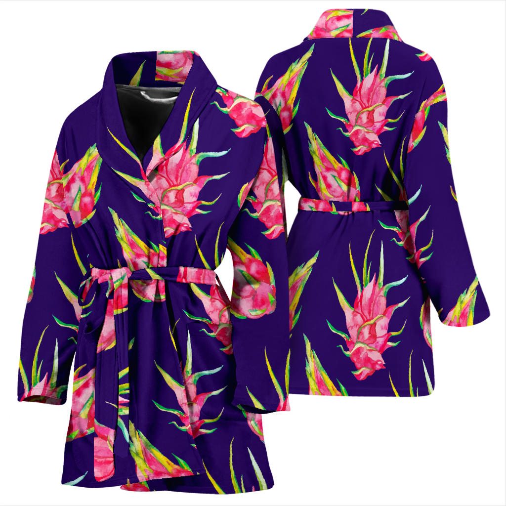 Dragonfruit Pattern Print Design DF02 Women Bathrobe