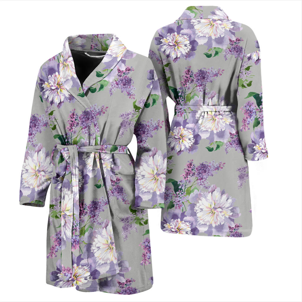 Lilac Pattern Print Design LI07 Men Bathrobe