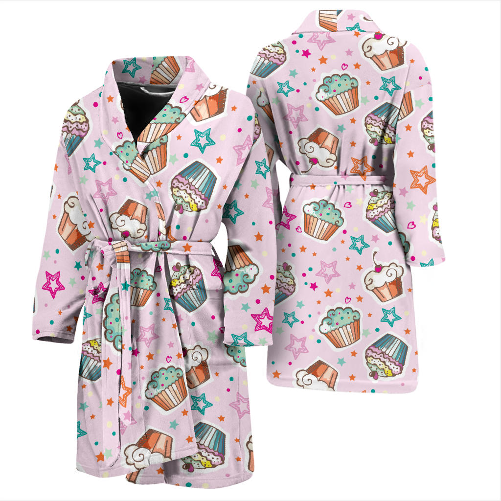 Cupcake Pattern Print Design CP03 Men Bathrobe