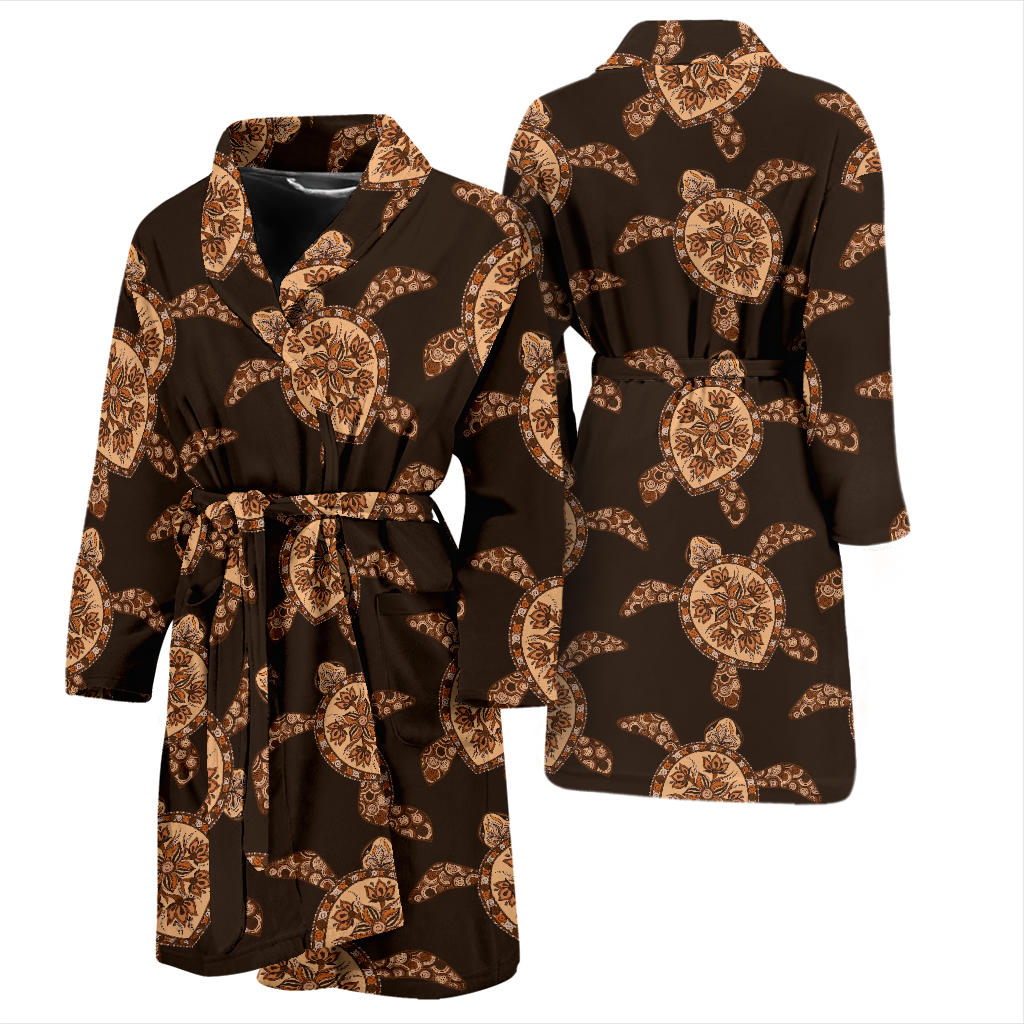 Tribal Sea Turtle Pattern Print Design T09 Men Bathrobe