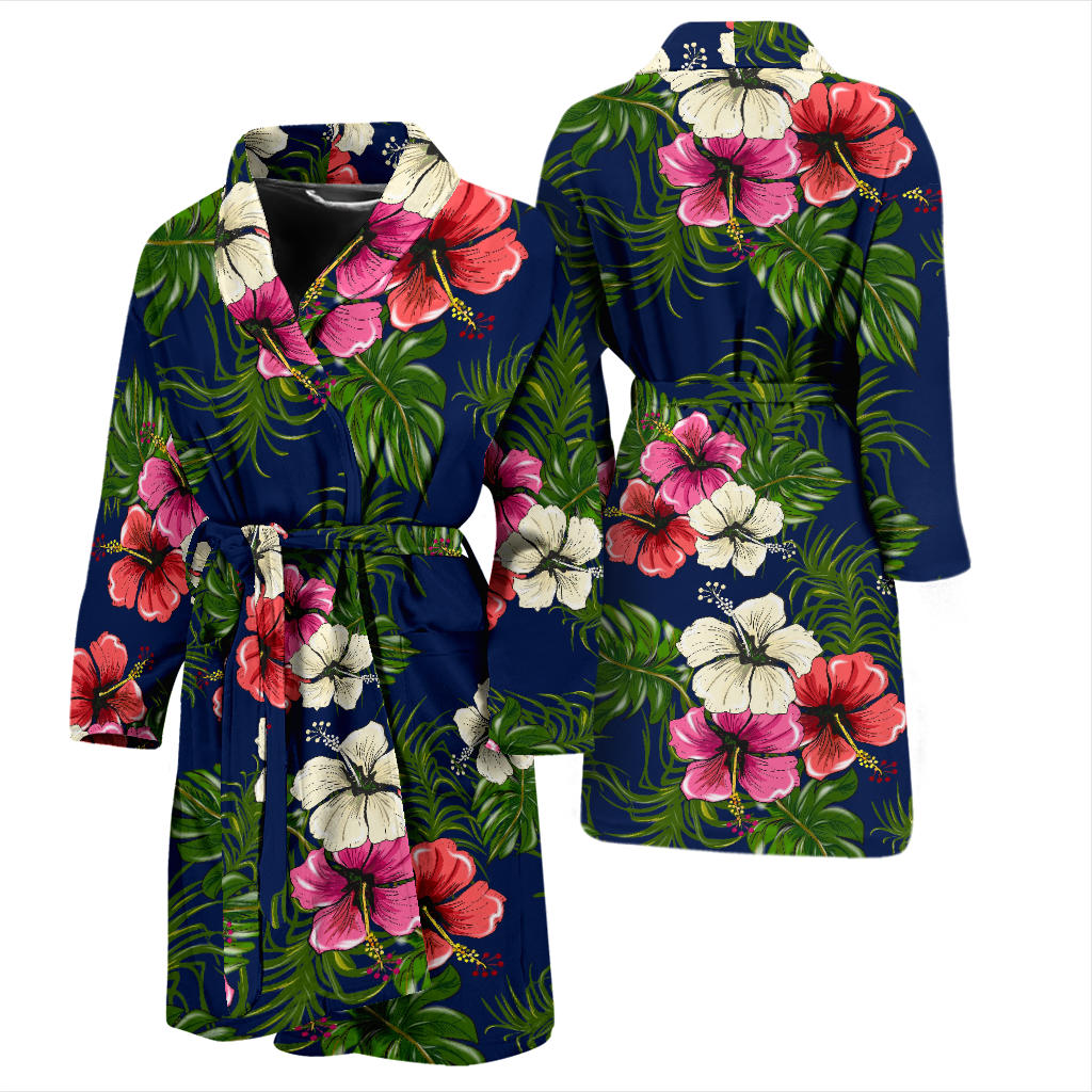 Hibiscus Pattern Print Design HB028 Men Bathrobe