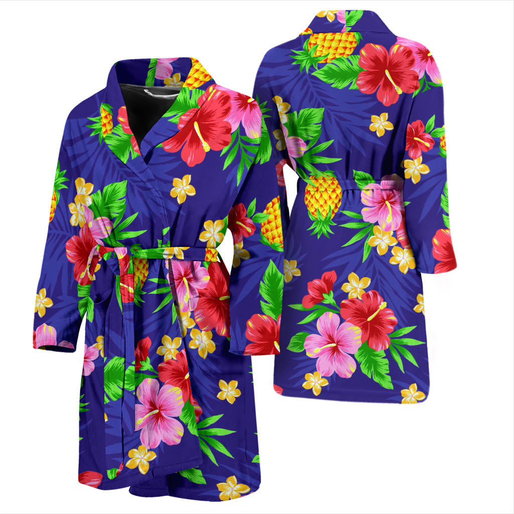 Hawaiian Themed Pattern Print Design H05 Men Bathrobe