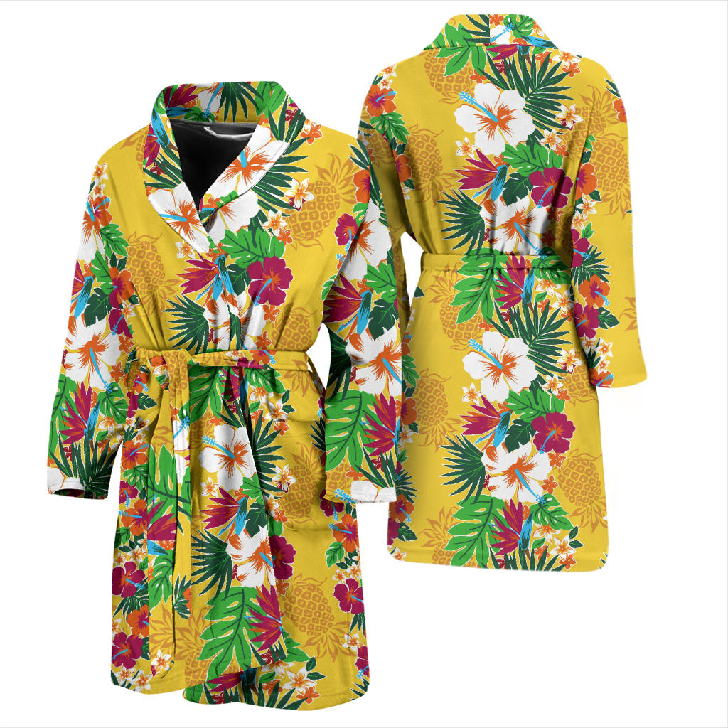 Hawaiian Themed Pattern Print Design H09 Men Bathrobe