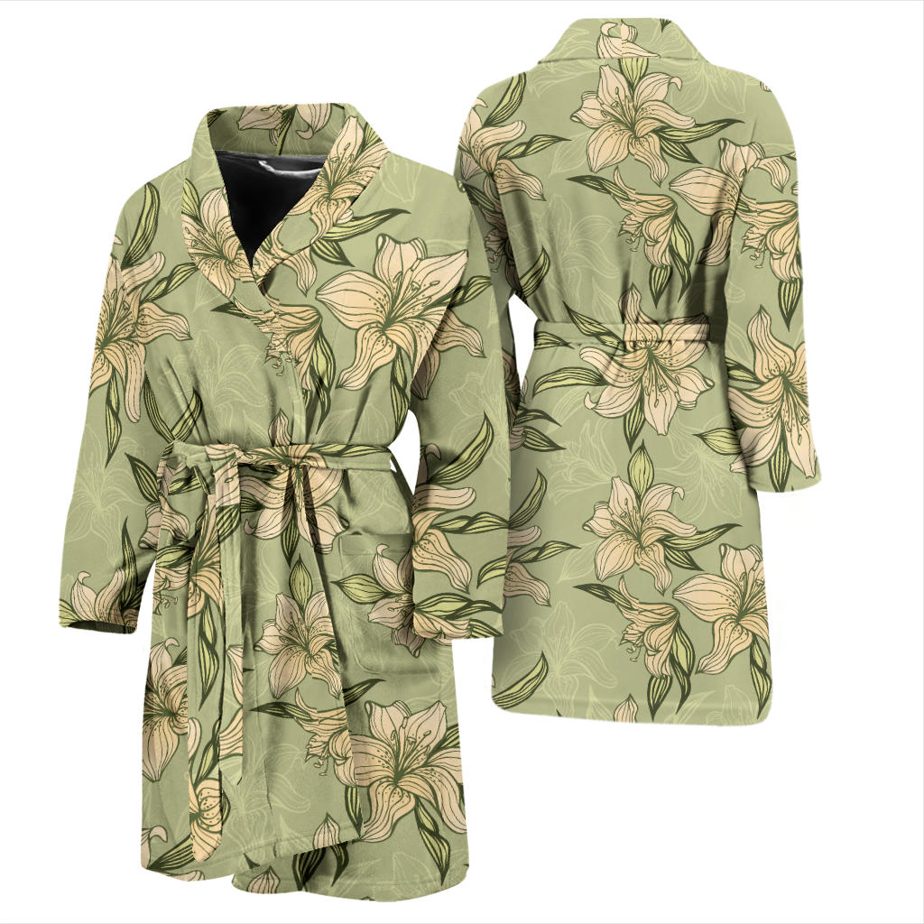 Lily Pattern Print Design LY06 Men Bathrobe