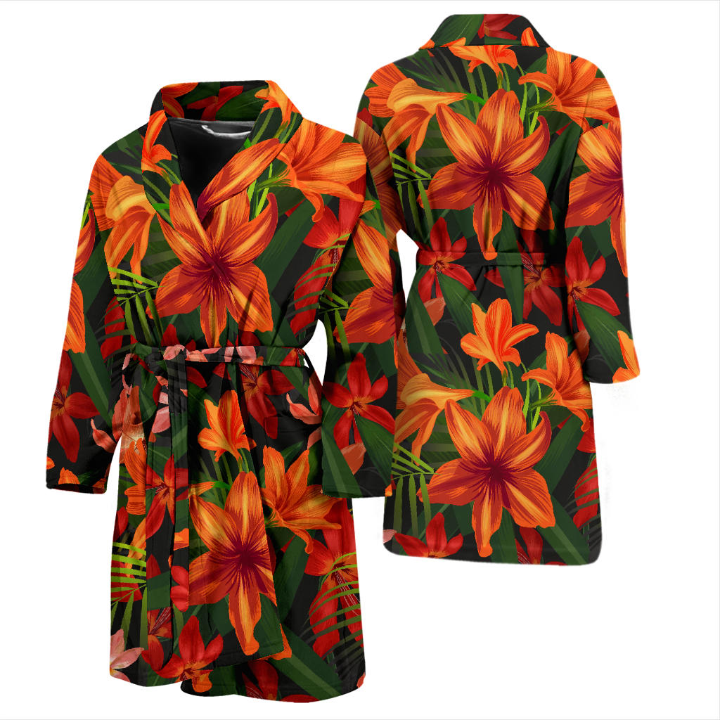 Amaryllis Pattern Print Design AL05 Men Bathrobe