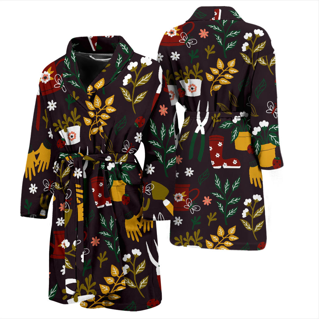 Gardening Pattern Print Design G05 Men Bathrobe