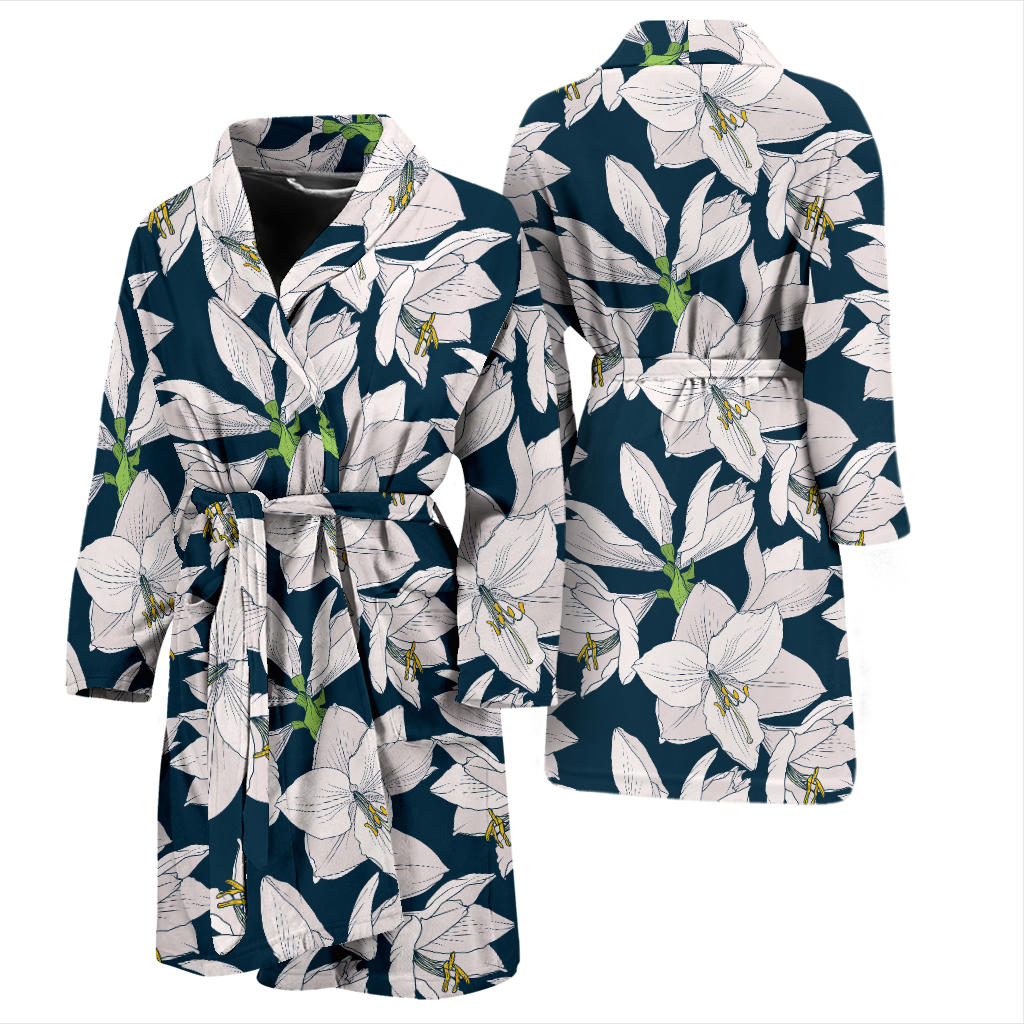 Amaryllis Pattern Print Design AL02 Men Bathrobe